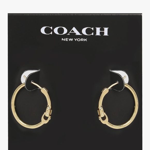 Coach Gold Hoop Earrings with Crystal Accents - NWT - Picture 4 of 5